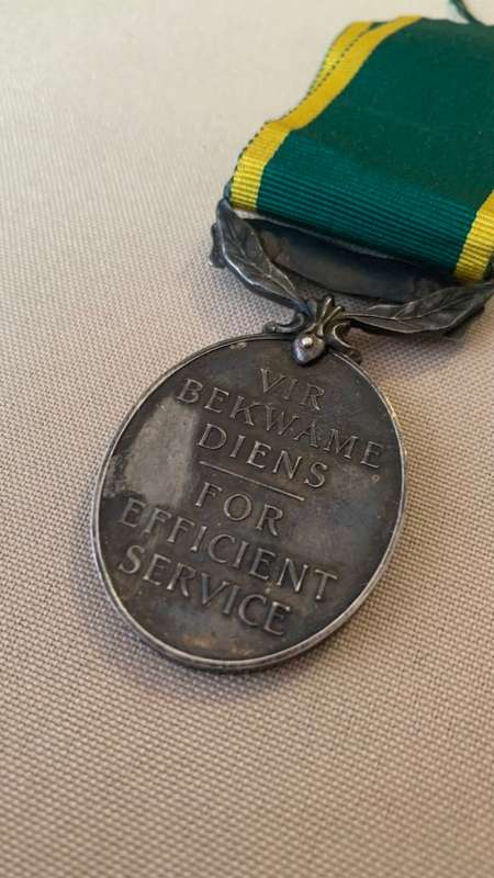 Silver Union of SA Efficiency Full Size Medal named to Medic, Crazy R1 Start