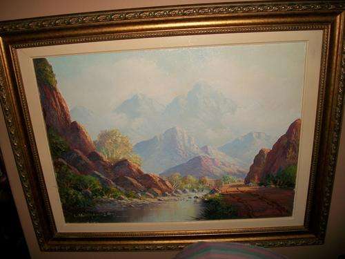 LES ALBERTYN OIL ON BOARD FRAME. SIZE 80CM X 60CM INCLUDING FRAMED