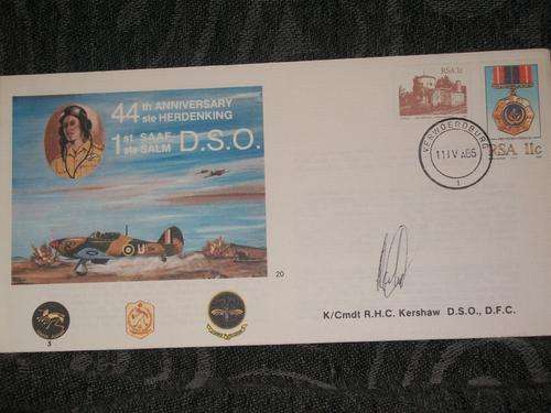 FIRST DAY COVER. 44THANNIVERSARY 1ST SAAF D.S.O.. SIGNED.!!!PRICE REDUCED!!!