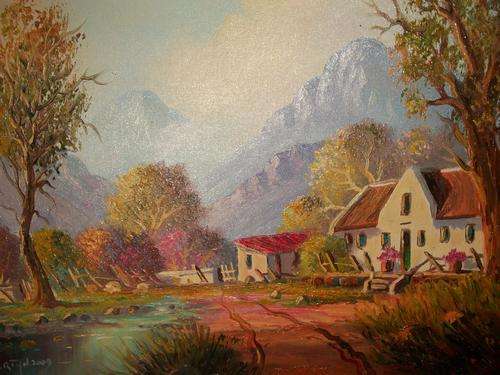 LES ALBERTYN OIL ON BOARD FRAMED. SIZE 80CM X 60CM