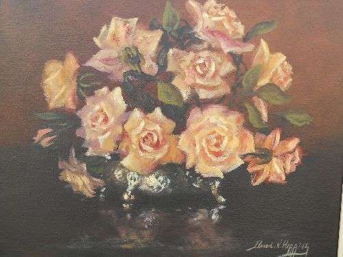 DENZIL N. HERRING. PAINTING OIL ON BOARD FRAMED .SIZE, 85CM X 75CM INCLUDING FRAME
