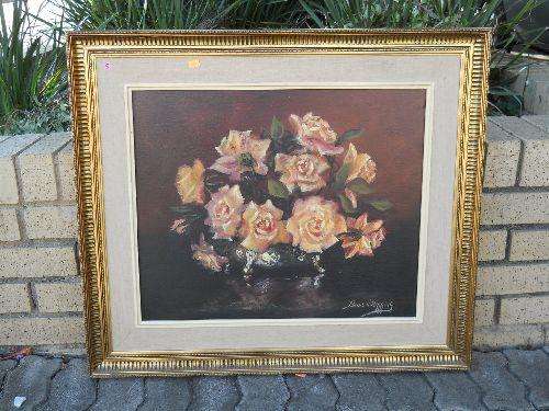 DENZIL N. HERRING. PAINTING OIL ON BOARD FRAMED .SIZE, 85CM X 75CM INCLUDING FRAME