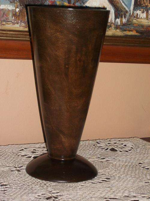 WOODEN VASE 30CM