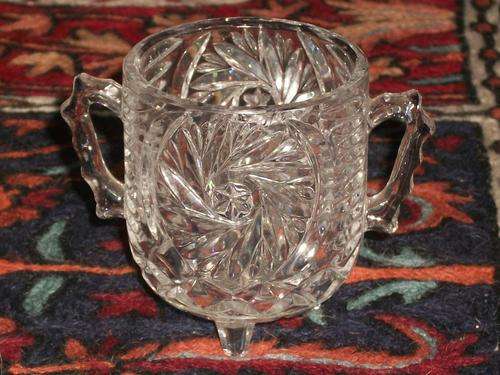 CUTE CUT GLASS VASE. SIZE; 7.5CM
