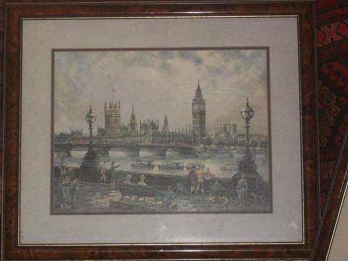 ETCHING? FRAMED BEHIND GLASS. SIZE;