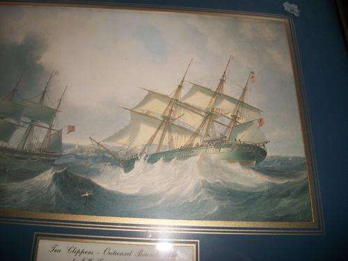 TEA SCIPPER OUTWARD BOUND 1856 BY W.J.CARMICHAEL 1800-1868. SIZE: 38CM X 30CM INCL FRAME.