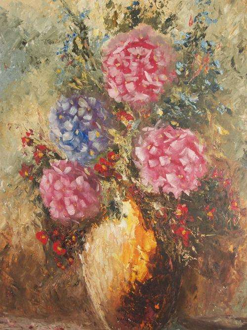 GIDEON ROUSSEAU PAINTING FRAMED BEHIND GLASS. SIZE, 100CM X 65CM INCLUDING FRAME