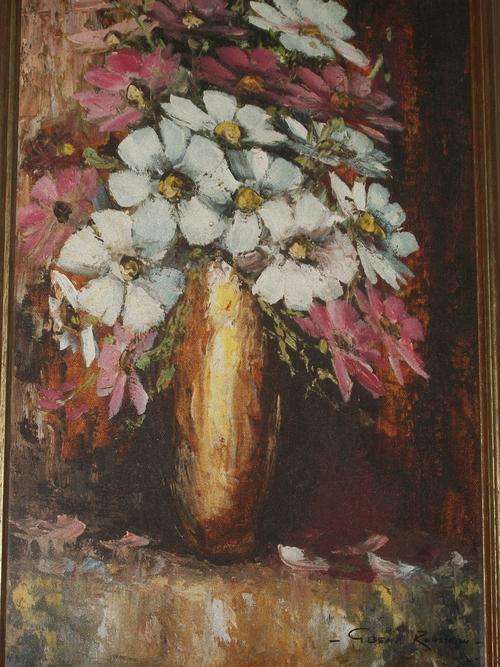 GIDEON ROUSSEAU. OIL ON BOARD FRAMED BEHIND GLASS. SIZE` 70CM X 43CM INCLUDING FRAME