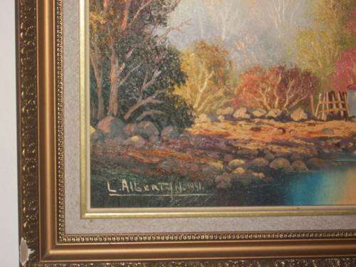 LES ALBETYN OIL ON BOARD FRAME. SIZE, 80CM X 60CM INCLUDING FRAME