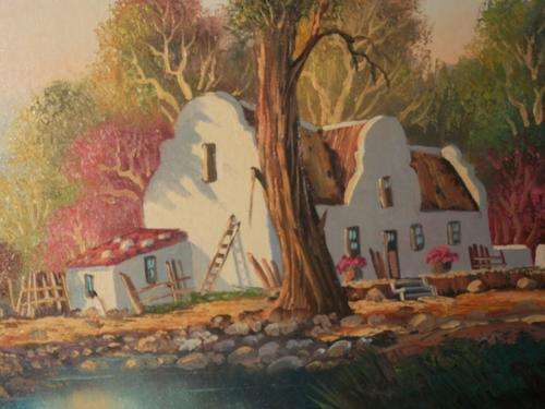 LES ALBETYN OIL ON BOARD FRAME. SIZE, 80CM X 60CM INCLUDING FRAME