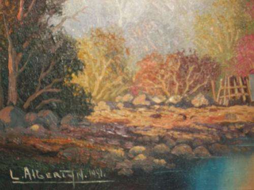 LES ALBETYN OIL ON BOARD FRAME. SIZE, 80CM X 60CM INCLUDING FRAME