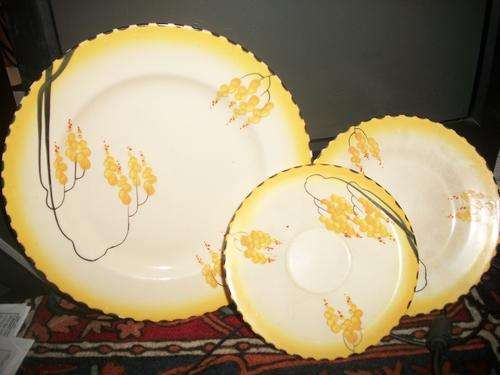 3X VINTAGE BURLEIGH PORCELAIN PLATES. HAND PAINTED SIZE; 23CM, 16CM, 14CM