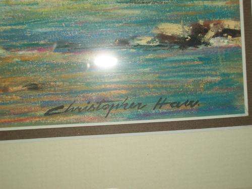 CHRISTOPHER HAW PAINTING WATER COLOUR. FRAMED. SIZE 47CM X 40CM INCLUDING FRAME