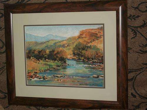 CHRISTOPHER HAW PAINTING WATER COLOUR. FRAMED. SIZE 47CM X 40CM INCLUDING FRAME