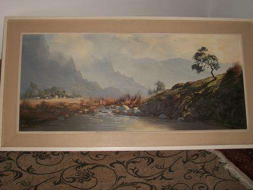 BEAUTIFUL LARGE ANDRE GROBLER OIL ON BOARD FRAMED. SIZE; 108CM X 48CM EXCL FRAME