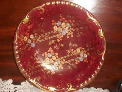 CROWN DEVON VASE AND BOWL. Bowl 25cm + Vase 13cm