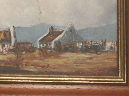 GIDEON ROUSSEAU PAINTING OIL FRAMED. BEHIND GLASS. SIZE, 70CM X 45CM INCLUDING FRAME