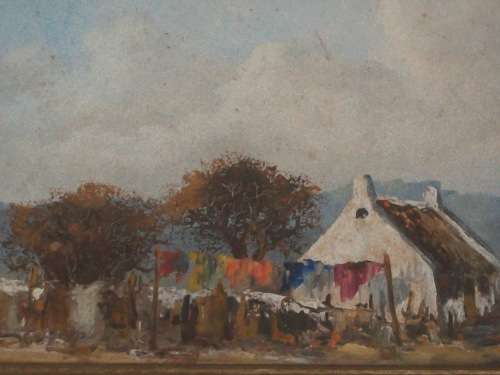 GIDEON ROUSSEAU PAINTING OIL FRAMED. SIZE, 45CM X 35CM