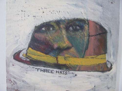 Hats 1 - original oil painting by South African artist