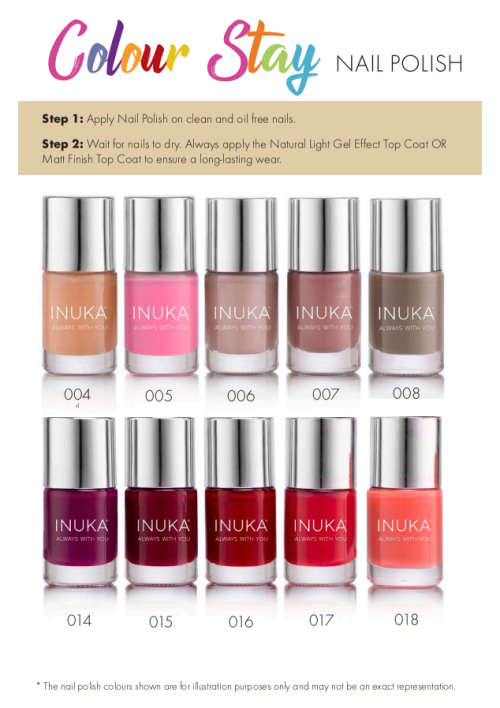INUKA Colour Stay Nail Polish Colour & Coat 3x11ml set each