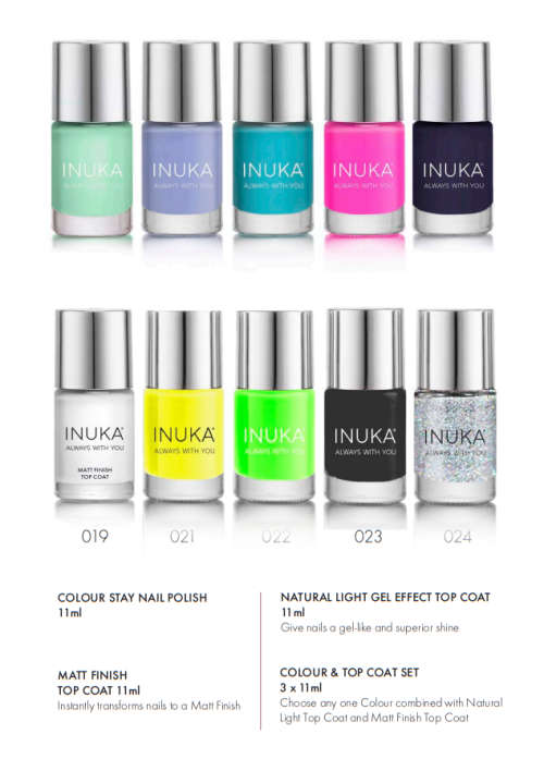 INUKA Colour Stay Nail Polish Colour & Coat 3x11ml set each