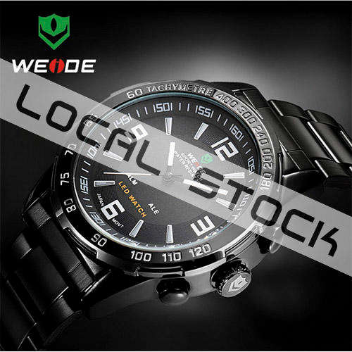 WEIDE WH1009 Stainless Steel LED Men's Quartz Wrist Watch
