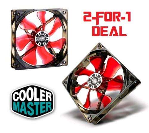 2-for-1 Deal!! - 2x Coolermaster 120mm XtraFlo Red LED Fans with 7x Ruby Red Blades