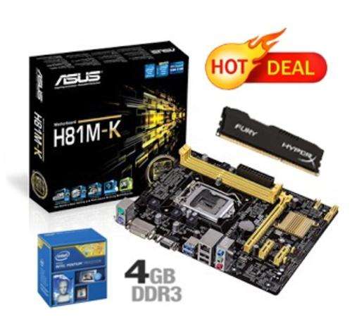 Combo - Asus H81M-K M-ATX M/Board + Intel Pentium G3260 Dual-Core 3.3GHZ CPU + 4GB 1600MHz (New)