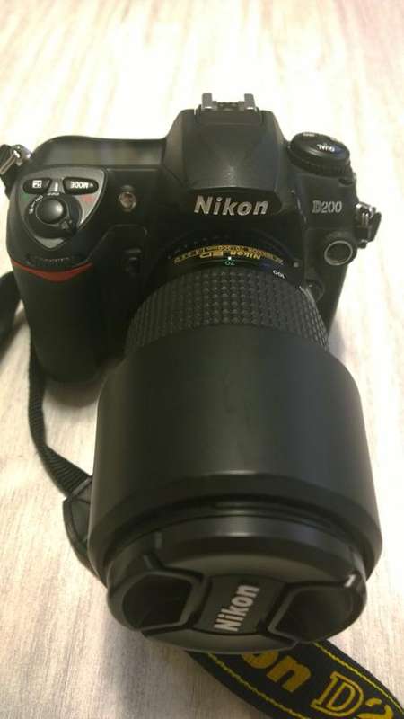 Nikon D200 camera, Nikon MB-D200 Multi Power Battery Pack and 2 Lenses
