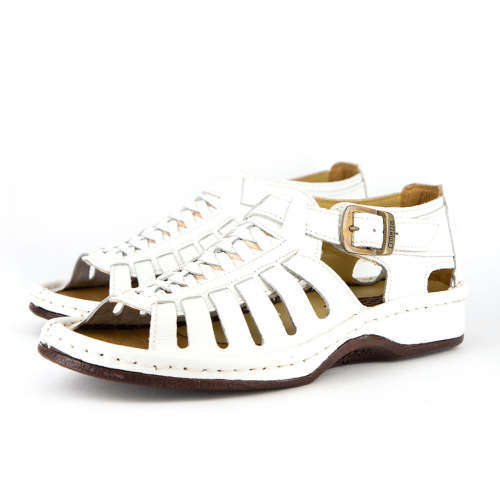 Omega Kgosi - White Soft Saddle Leather Sandal
