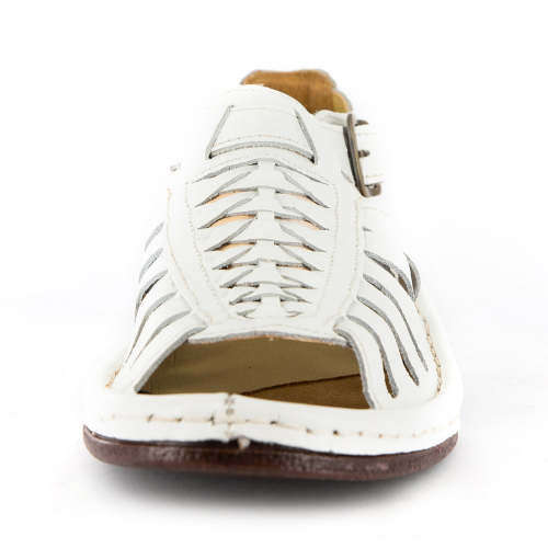 Omega Kgosi - White Soft Saddle Leather Sandal