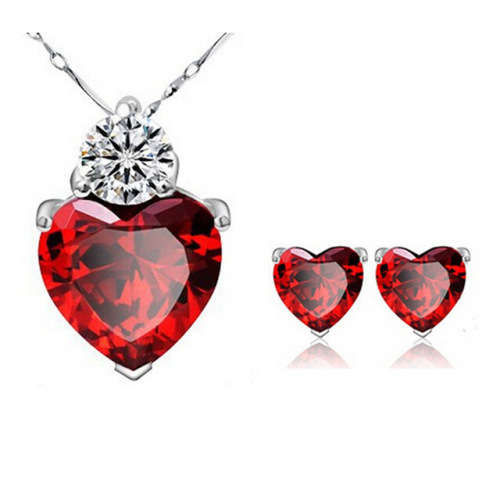 925 PLATED SILVER NEW ZIRCON CRYSTAL NECKLACE AND EAR RING SET