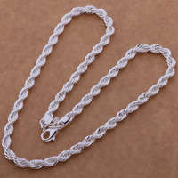 925 SILVER PLATED TWISTED CHAIN 2 MM NECKLACE 18 CM LONG