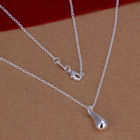 SILVER PLATED WATER DROP NECKLACE WITH CHAIN 18 CM LONG