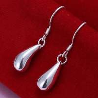 SILVER PLATED WATERDROP DROP EAR RINGS