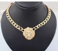 GOLD PLATED LION HEAD CHUNKY CHAIN NECKLACE