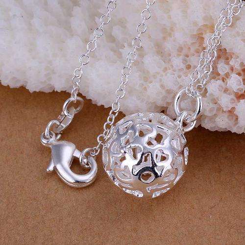 SILVER PLATED BALL NECKLACE WITH CHAIN 18 INCH