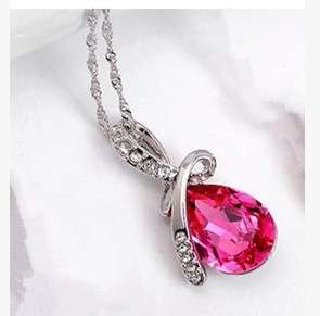 AUSTRALIAN ACRYLIC  CRYSTAL TEARDROP NECKLACE WITH CHAIN