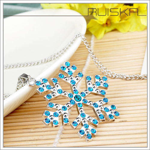 BLUE RHINESTONE SNOWFLAKE GIRLS NECKLACE