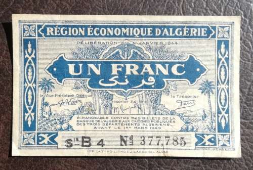 Algeria, 1 Franc, 1944