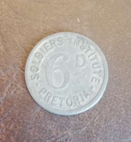 Soldiers Institute Pretoria Token (Scarce) 6 Pence