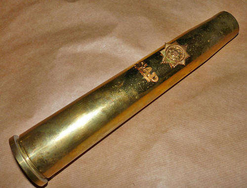 World War 2 - 1960's Brass Shell with Badge attached, will look good in a Militaria collection