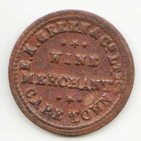Ek Green Wine Merchant Token from Cape town
