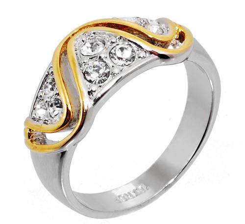 Stunning two-tone wave design 18ct Gold Ring - SIZE 7.5