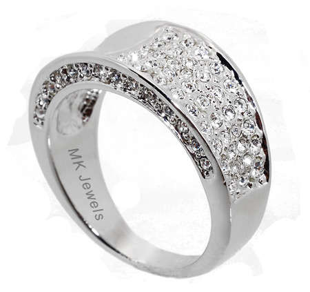 Gorgeous micropave wide diamond cz 18ct GP ring - Size 6