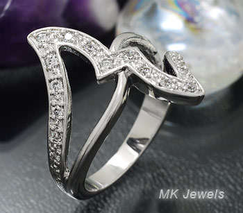 Sparkling!!! diamond cz encrusted freeform Ring - Size 7