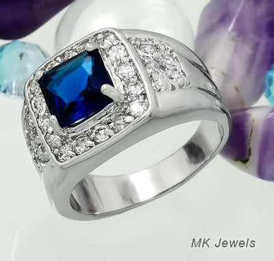 GORGEOUS!!! Simulated Sapphire & diamond Ring - Size 10