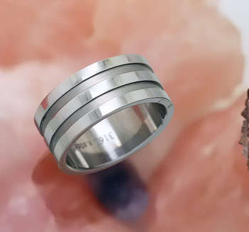 Stunning wide Solid Stainless Steel Ring - Size 10