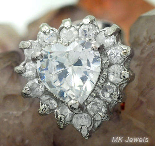 Gorgeous Simulated Heart shaped Ice white diamond stud earrings