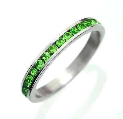 Stunning simulated Green Emerald eternity ring Size 8